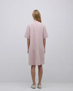Vestido corto doble gasa rosa pálido