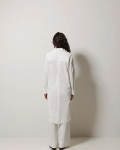 Vestido cuello camisero popelín blanco