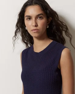 Vestido largo calado azul oscuro