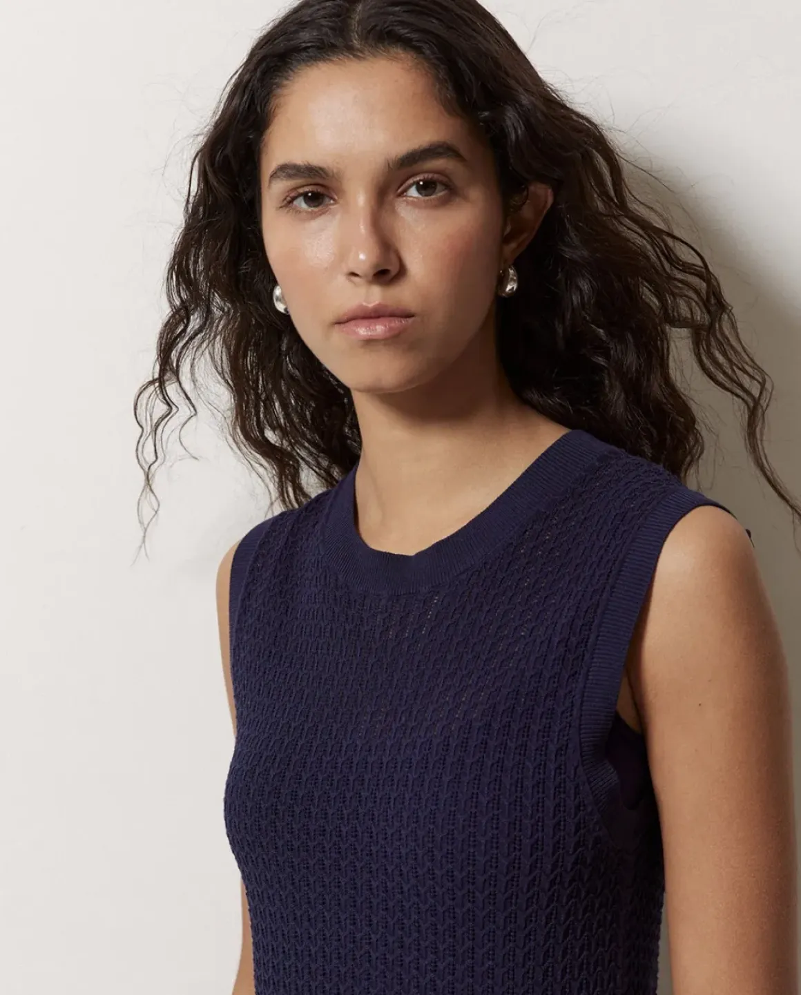 Vestido largo calado azul oscuro