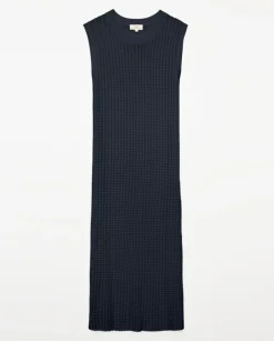 Vestido largo calado azul oscuro