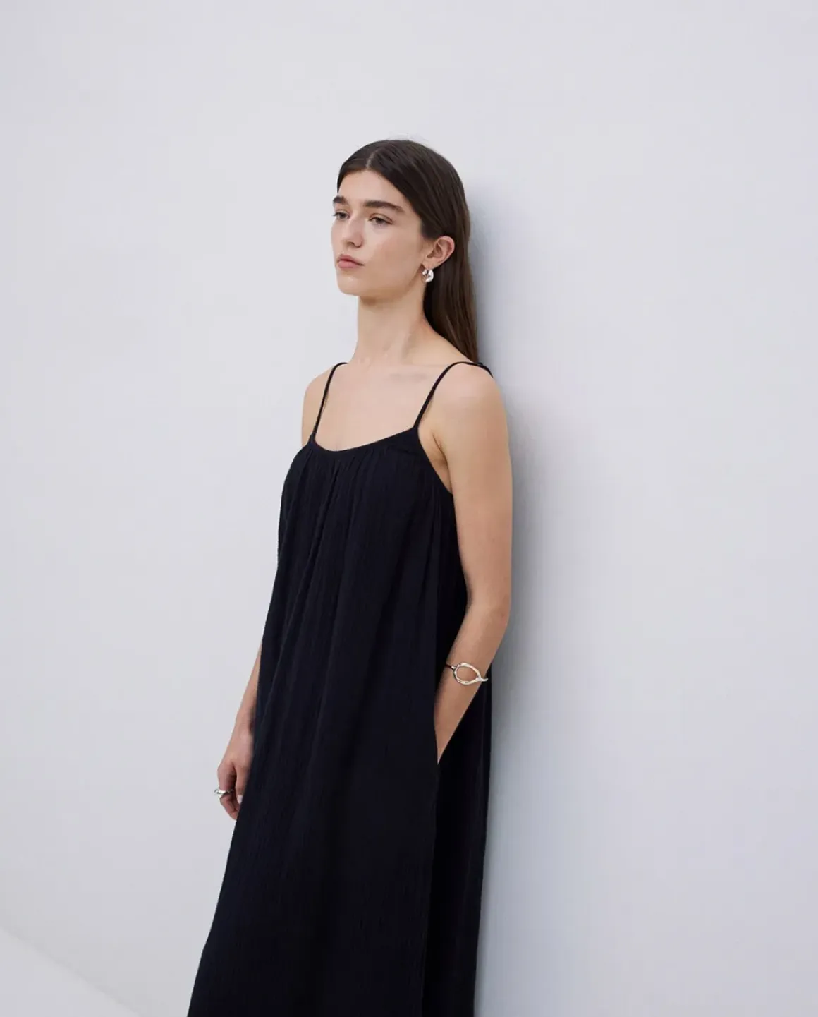 Vestido largo doble gasa negro