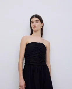 Vestido largo drapeado negro
