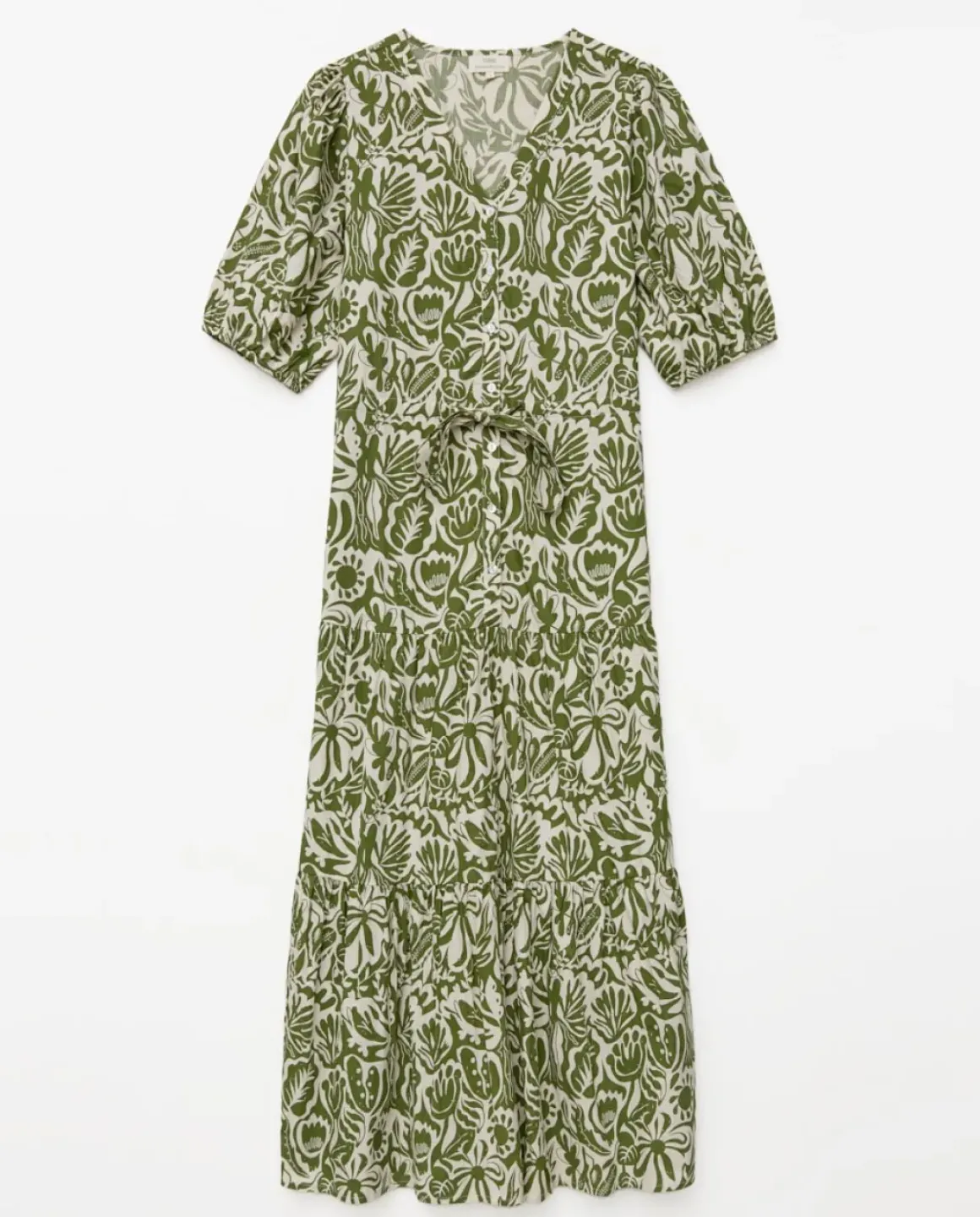 Vestido largo manga abullonada verde