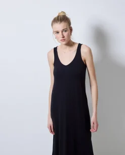 Vestido largo punto azul oscuro