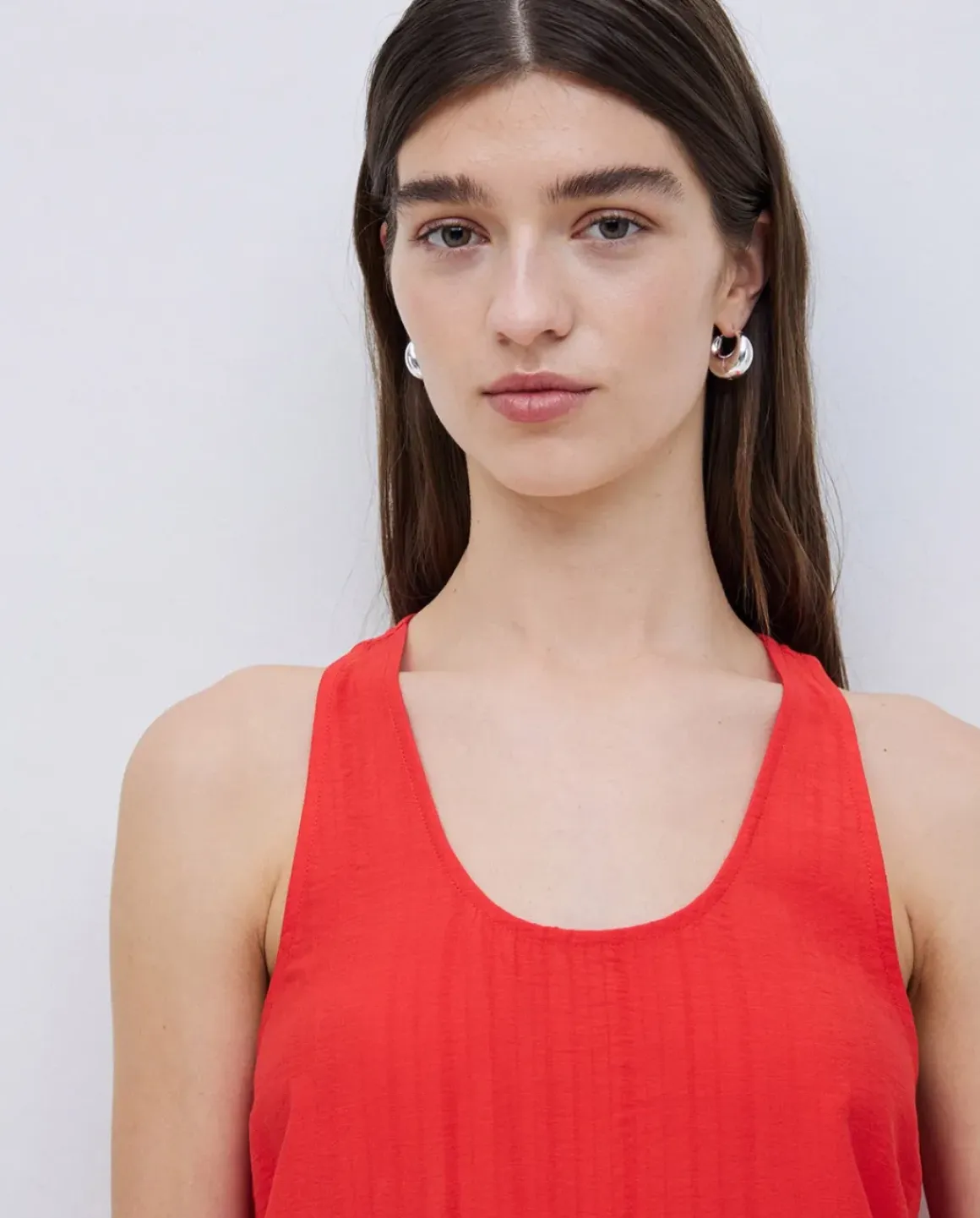 Vestido largo sin mangas coral
