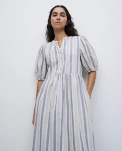 Vestido largo volantes azul