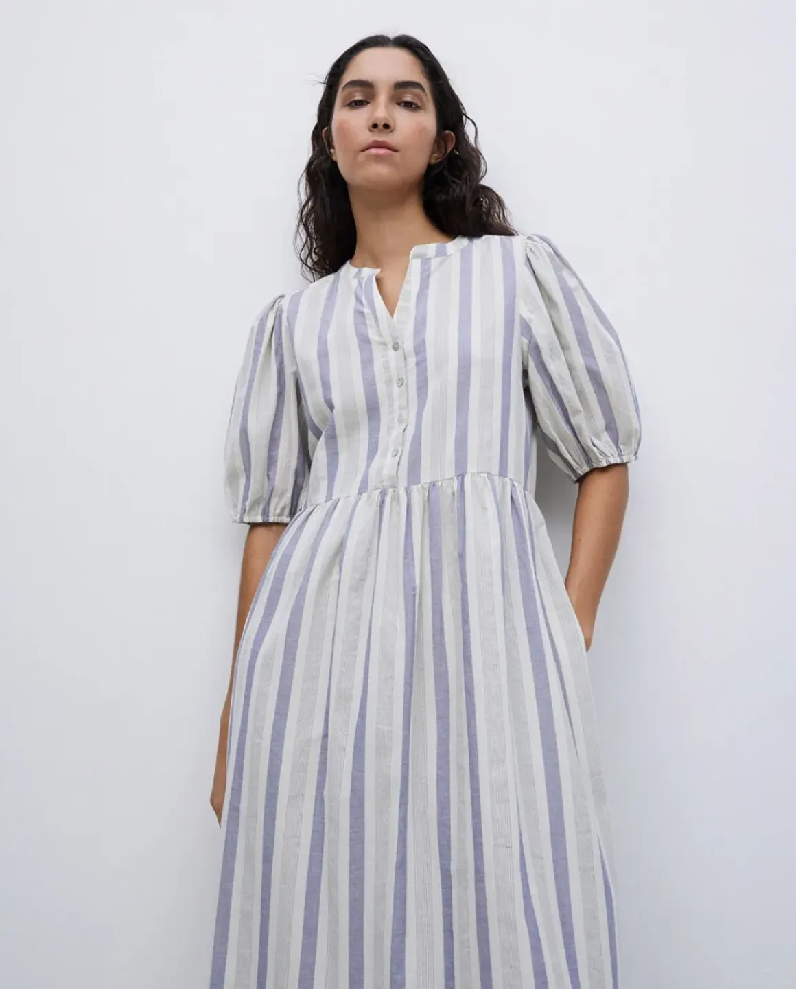 Vestido largo volantes azul