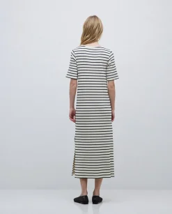 Vestido midi canalé rayas azul oscuro