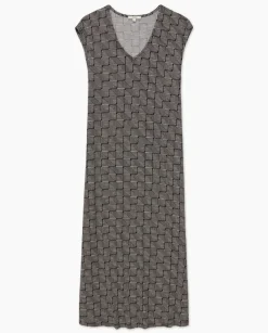 Vestido midi geométrico negro