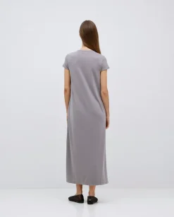 Vestido midi manga japonesa gris