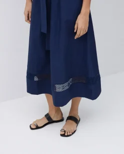 Vestido popelín puntillas azul oscuro