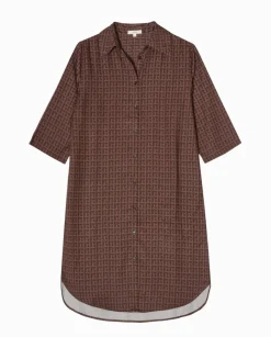 Vestido tencel cuello camisero chocolate