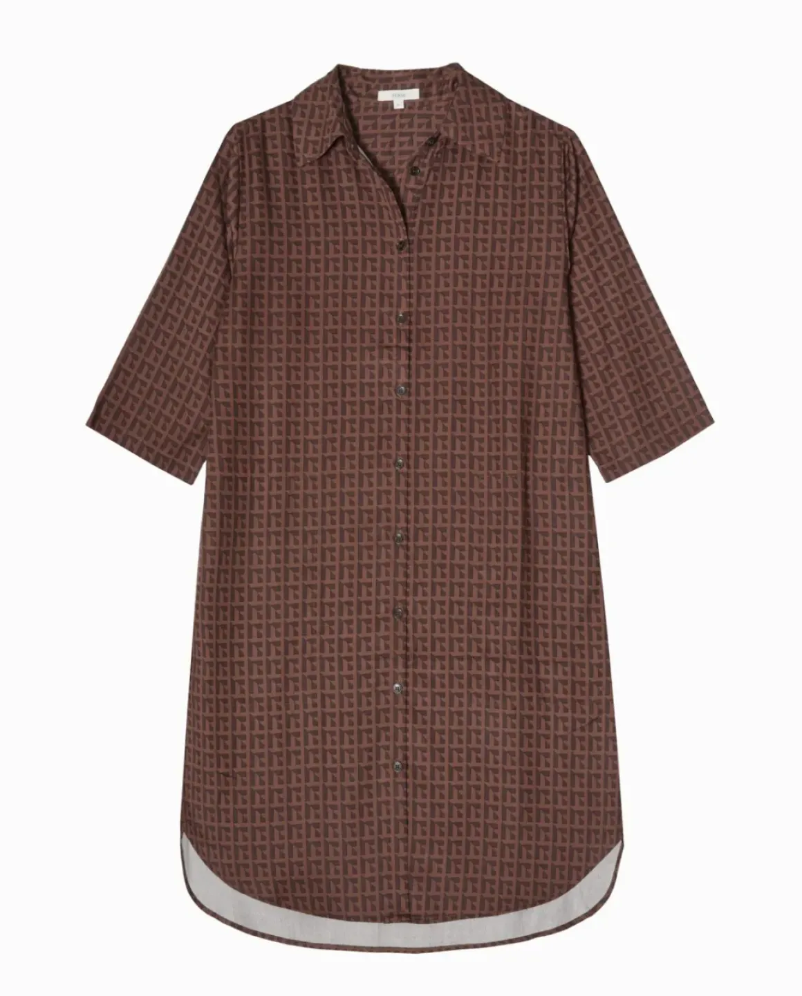 Vestido tencel cuello camisero chocolate