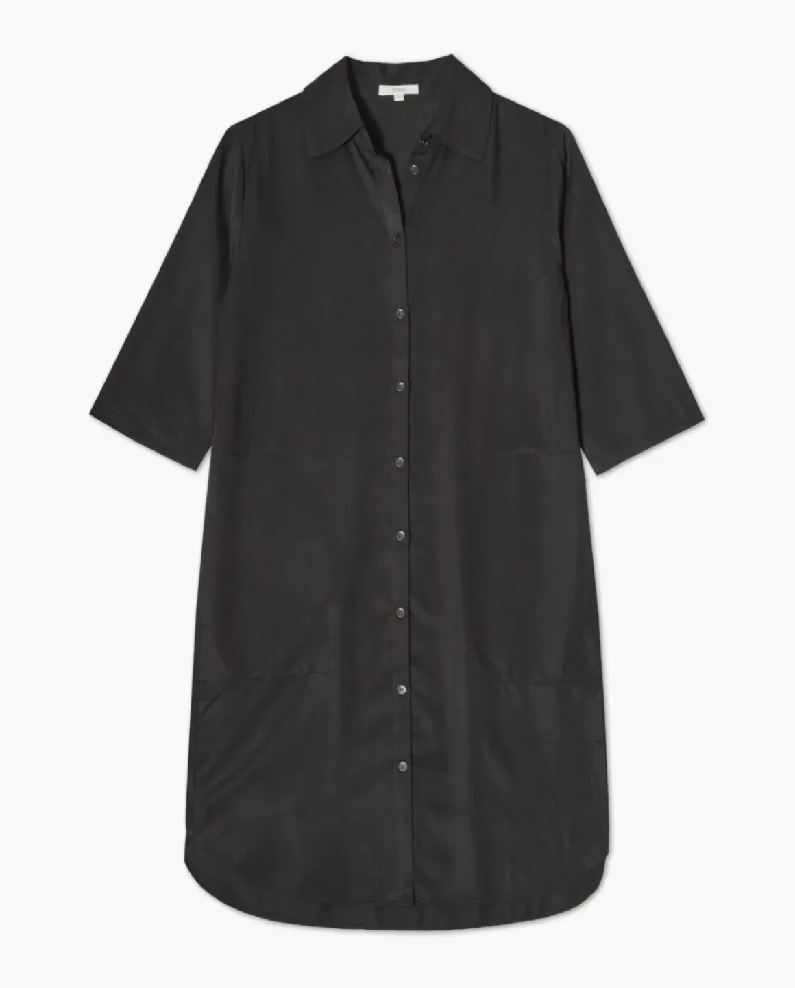 Vestido tencel cuello camisero negro